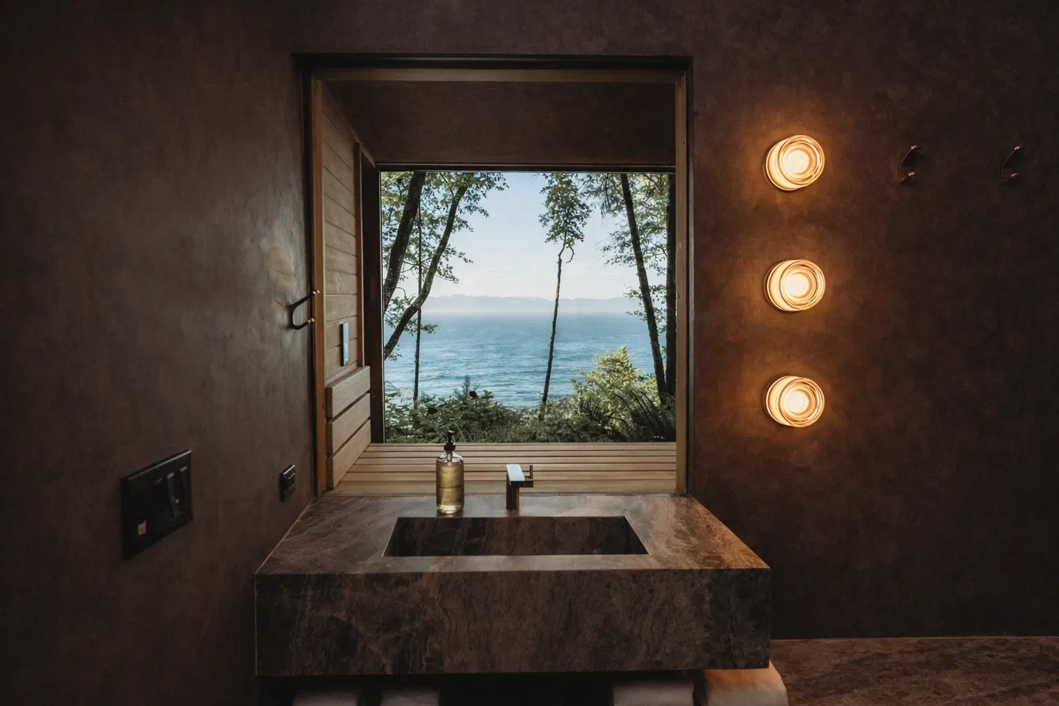 Biophilic design at Menizei — skylights and forest-facing windows