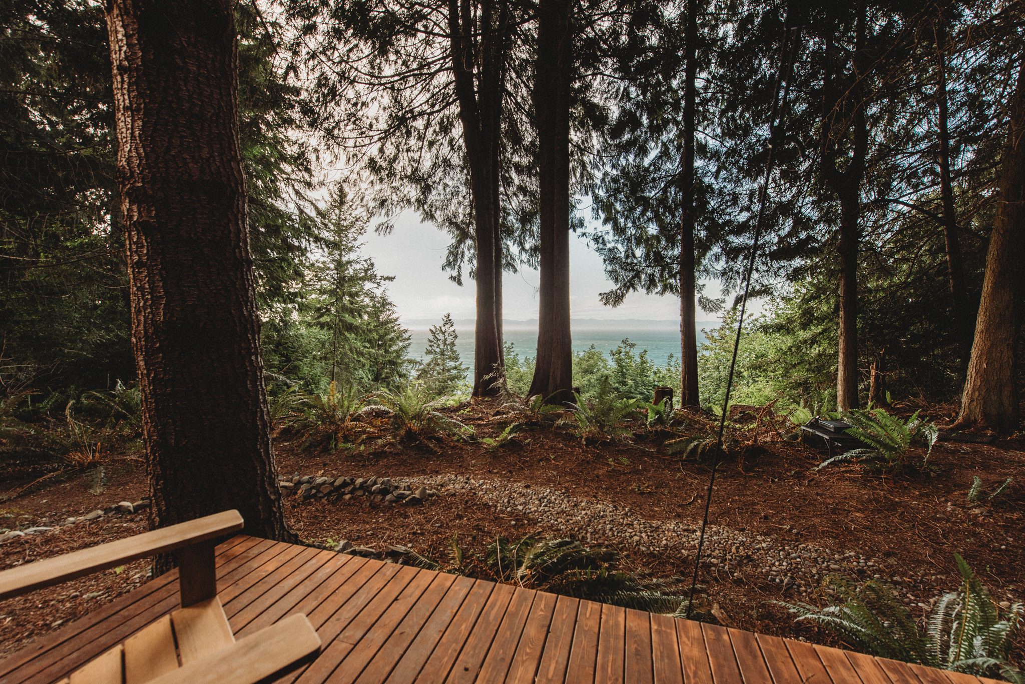 Private viewing deck at Menizei overlooking the Salish Sea